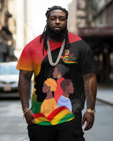 Men's Plus Size African American History Moon Neck Short Sleeve T-Shirt